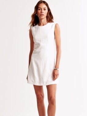 Abercrombie & Fitch White Mini  Linen Shell Dress. NWOT / Never Worn Size S